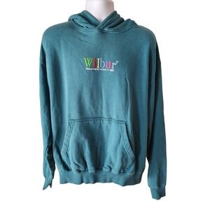 Vintage 1996 Wilbur Soot Hoodie Mens Large Teal Embroidered Soft 1.2 Graphic 90s